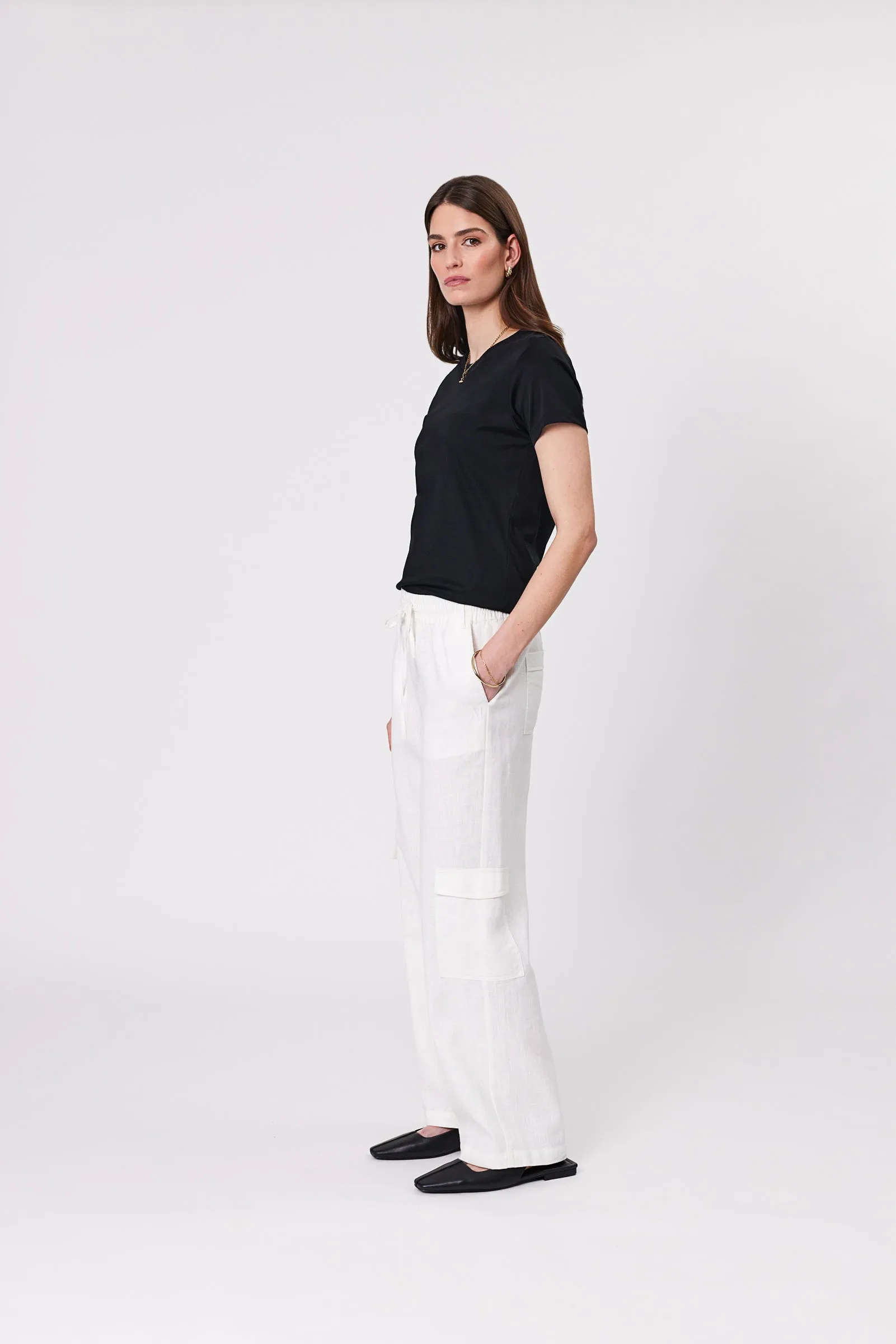 Roma Cargo Pant - White