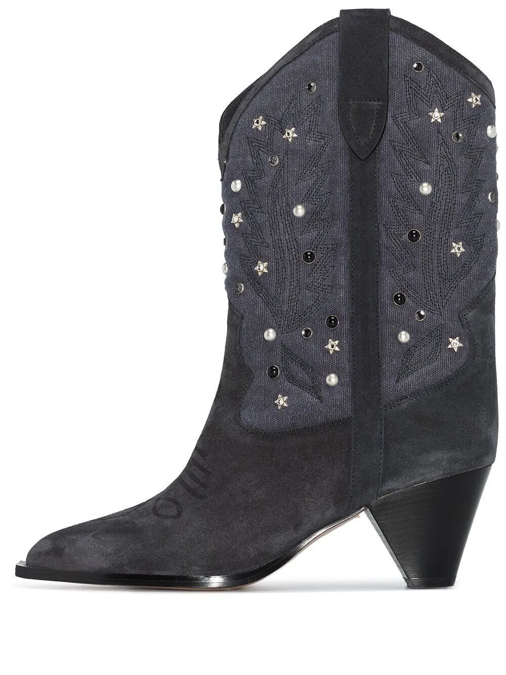Roman Cow Suede White Denim Patchwork Spike heel Boots