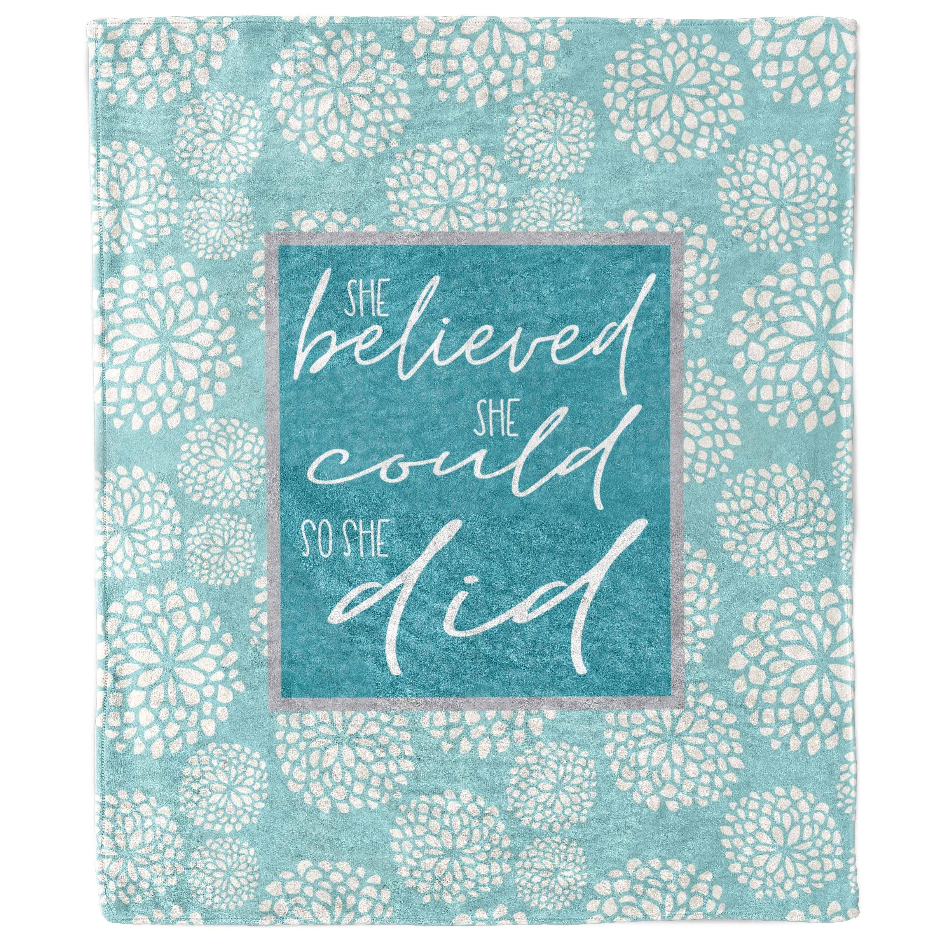She Believed She Could So She Did Blue Quote Blanket