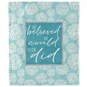 She Believed She Could So She Did Blue Quote Blanket