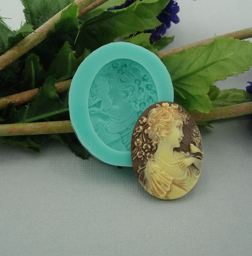 Silicone Mold Woman's Head Flexible for Crafts, Jewelry, Resin, Clay.