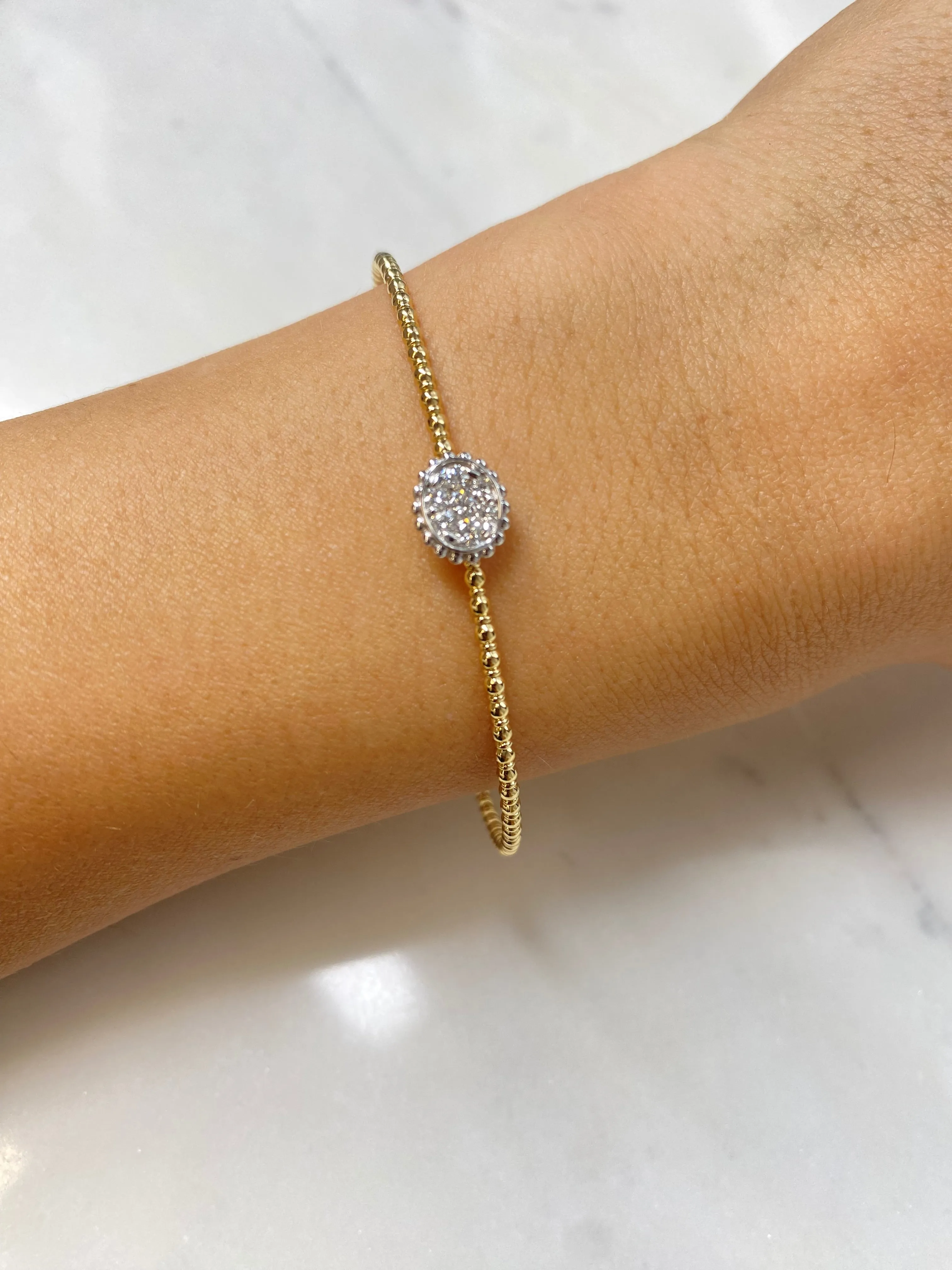 Siroo Oval Flower Diamond Flex Bangle