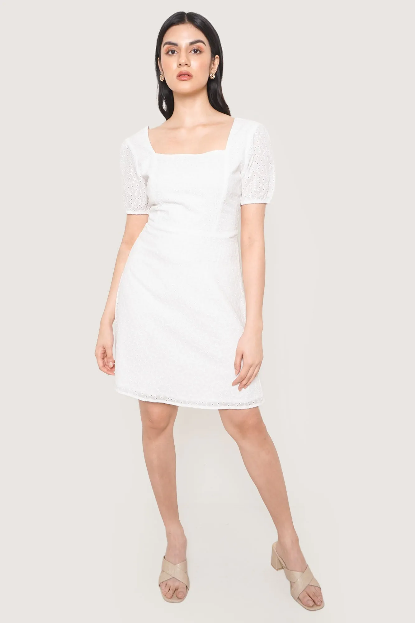 Square Neck Eyelet Dress