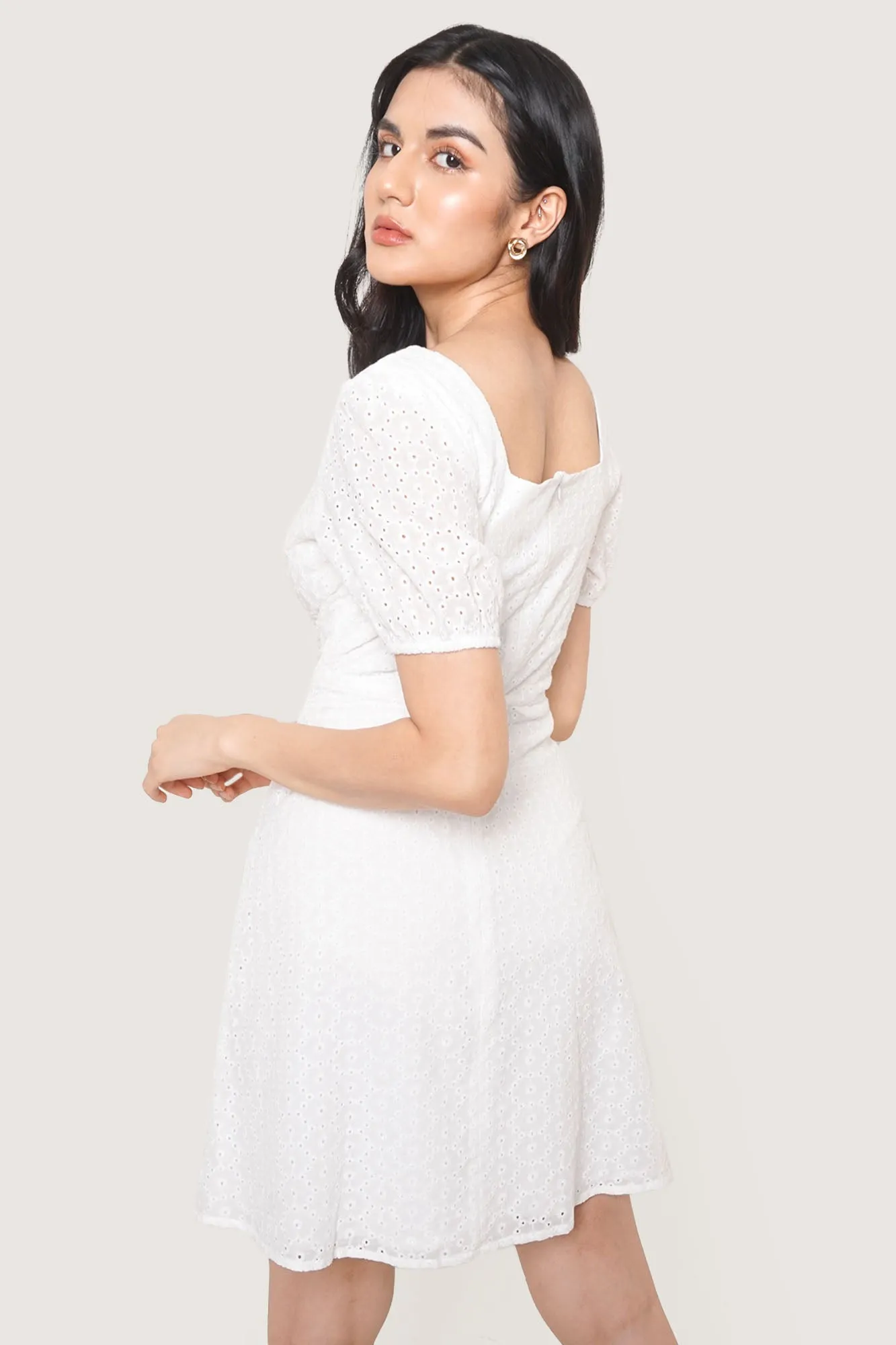 Square Neck Eyelet Dress