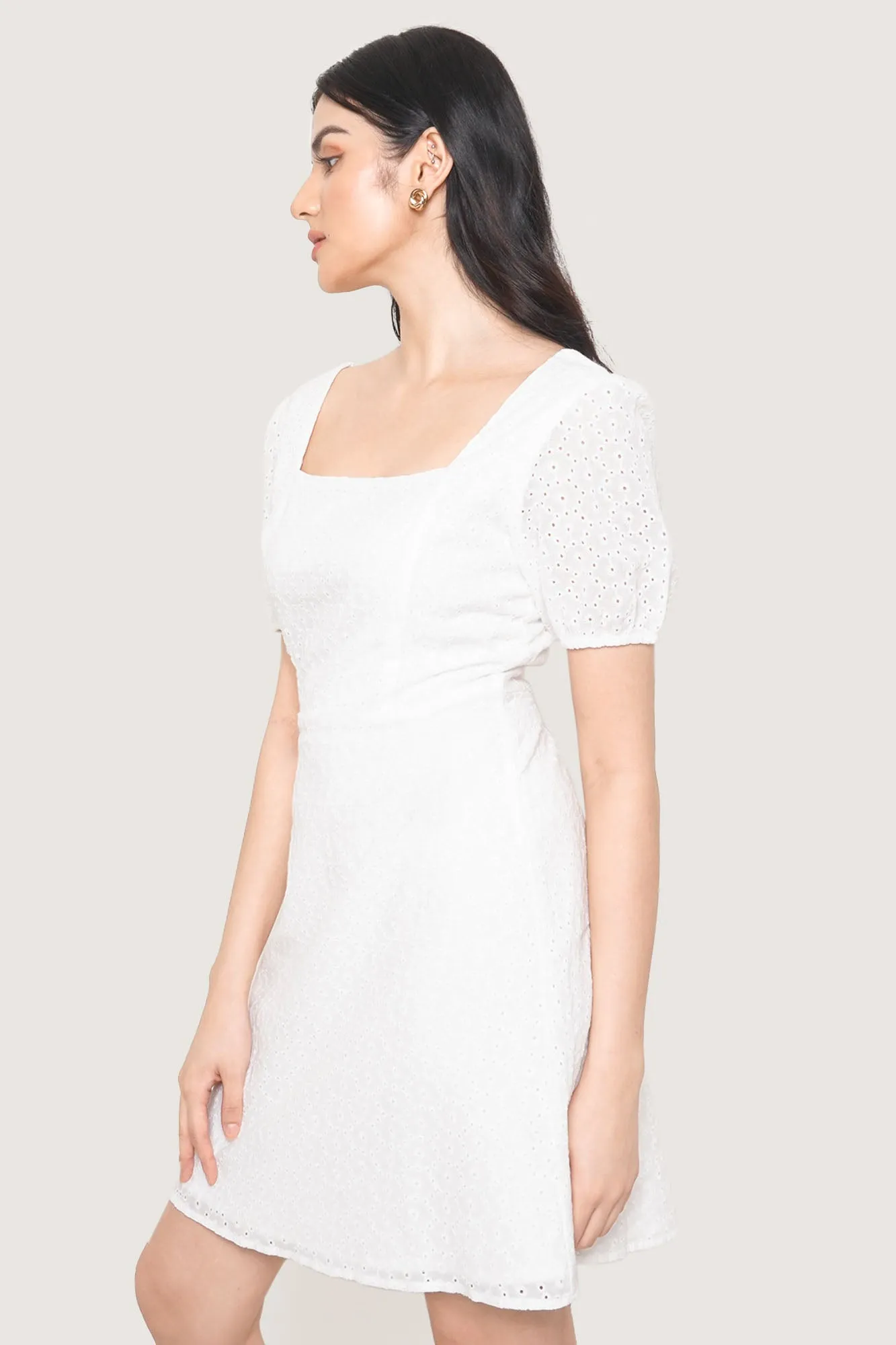 Square Neck Eyelet Dress