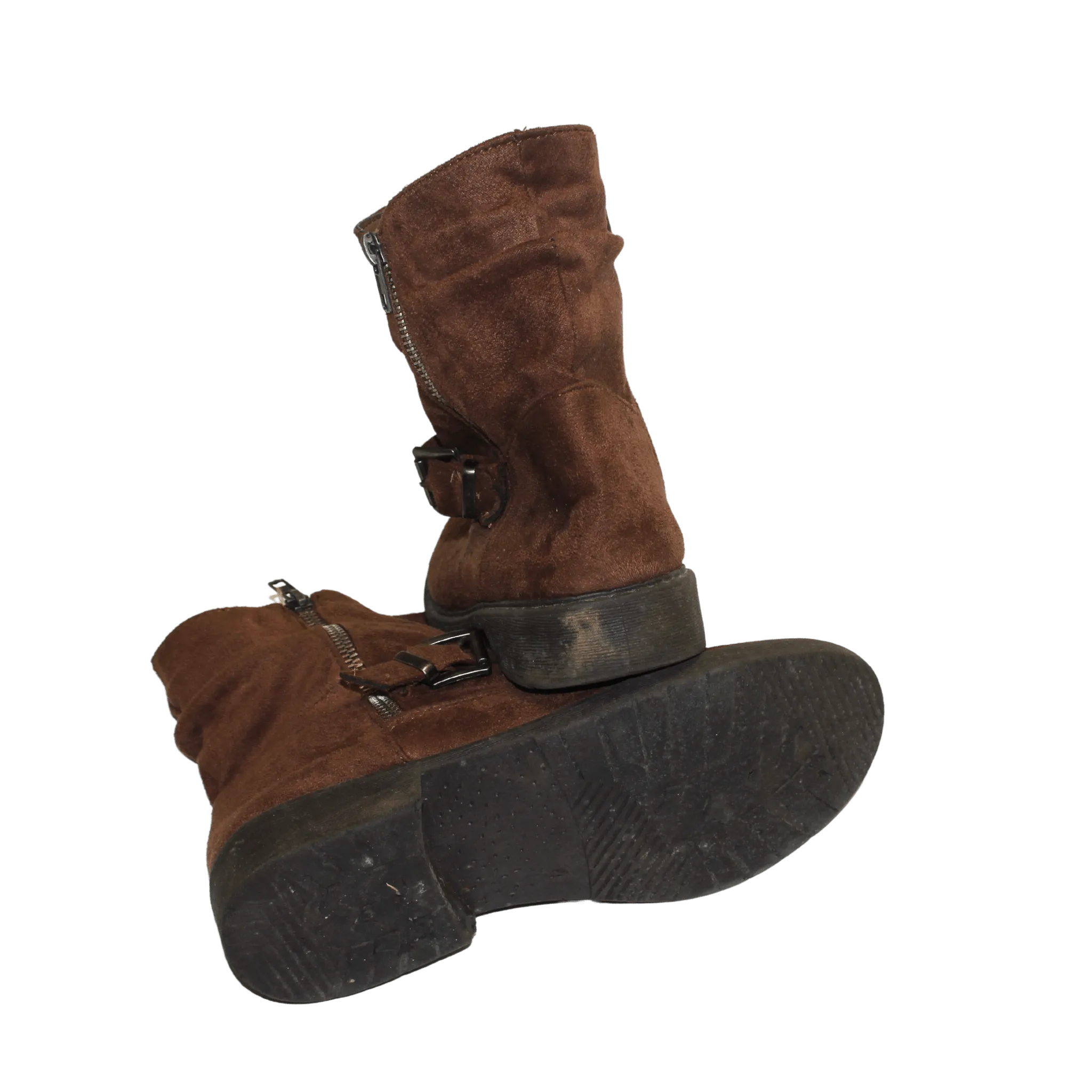 Suede Buckle Boots