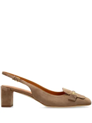 Suede leather slingback pumps