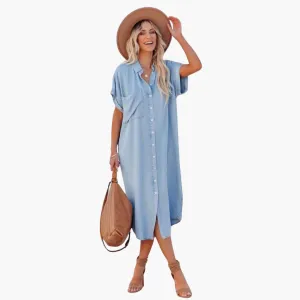 Summer Relaxed Fit Midi Dress for Women
