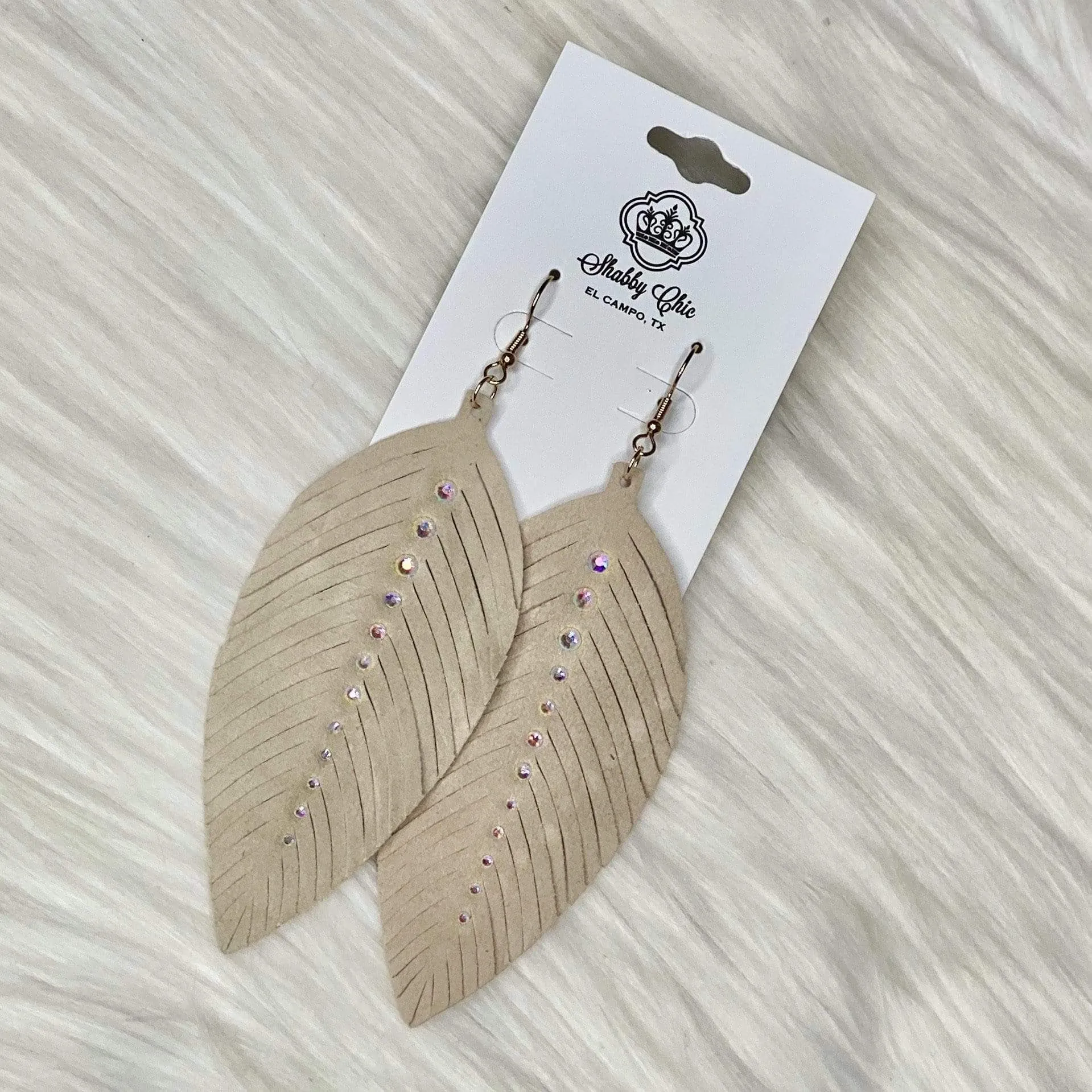 Tan Suede Feather earrings