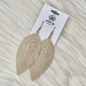 Tan Suede Feather earrings