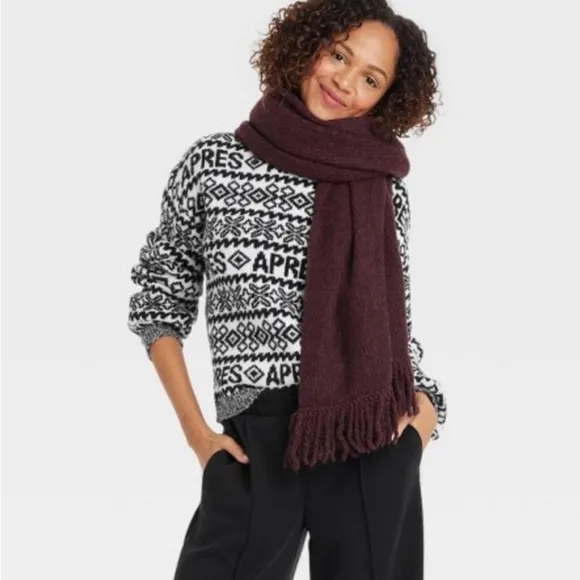 Target Crewneck Sweater A New Day Black and White Fair Isle Apres Size XXL NWT