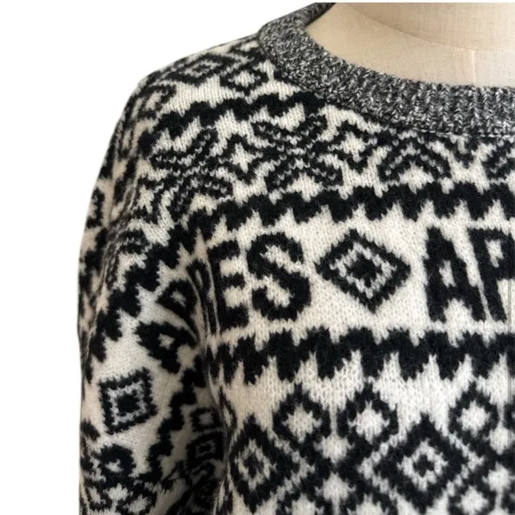 Target Crewneck Sweater A New Day Black and White Fair Isle Apres Size XXL NWT