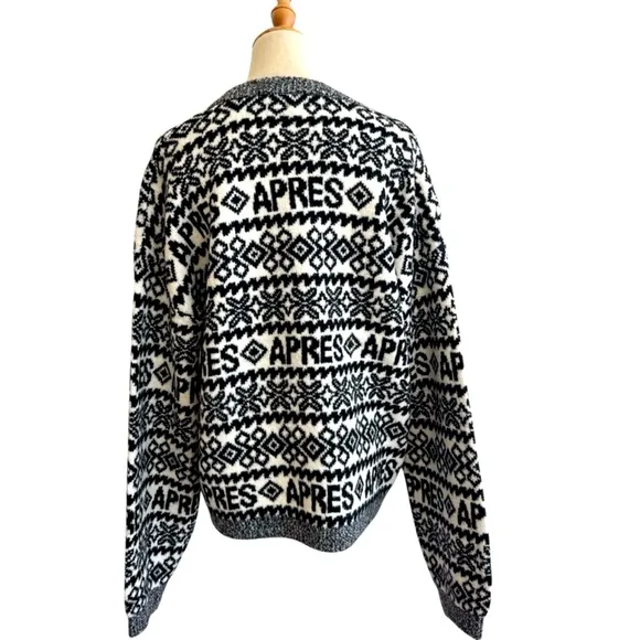 Target Crewneck Sweater A New Day Black and White Fair Isle Apres Size XXL NWT