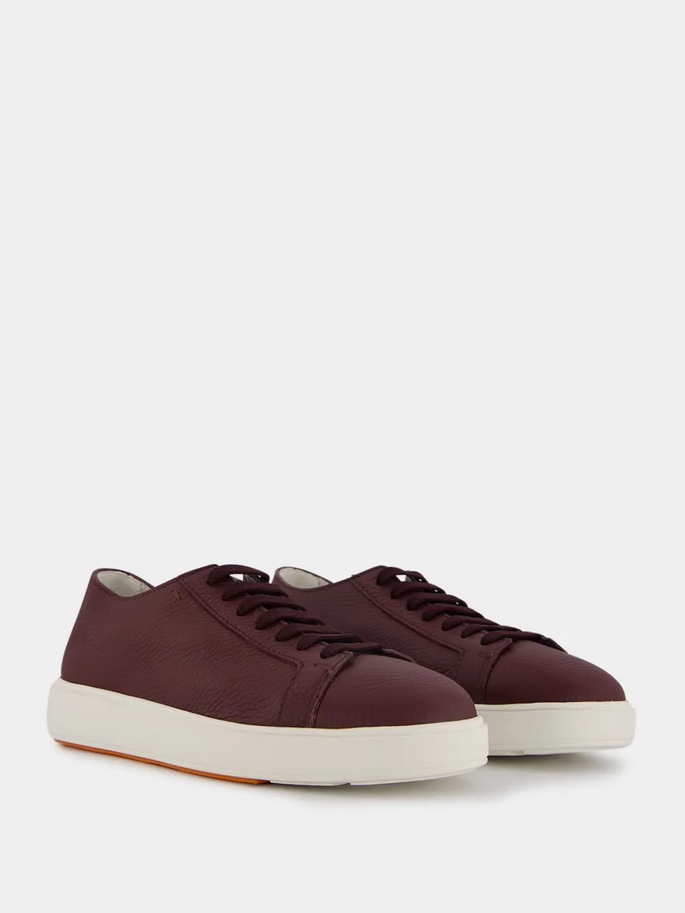 Textured-Leather Low-Top Sneakers