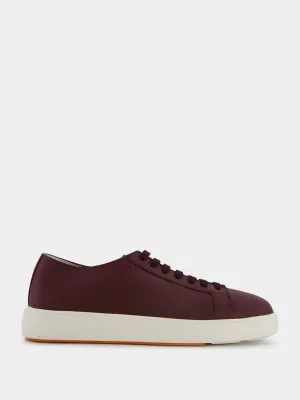 Textured-Leather Low-Top Sneakers