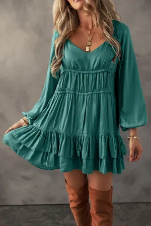 Tiered Ruffled Loose Fit Mini Dress