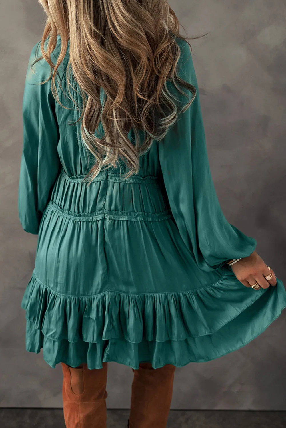 Tiered Ruffled Loose Fit Mini Dress