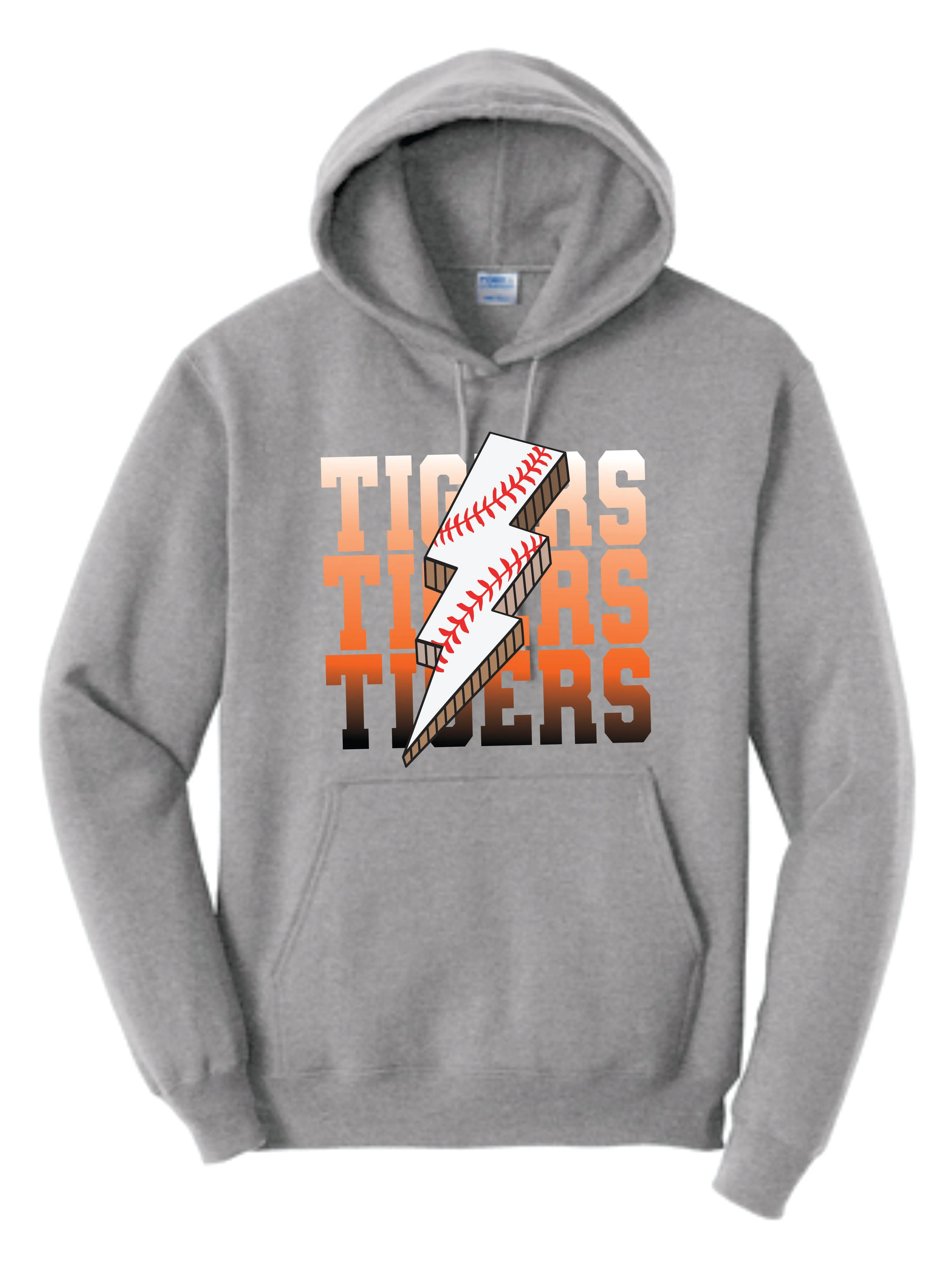 Tigers Baseball Lightning Bolt Hoodie