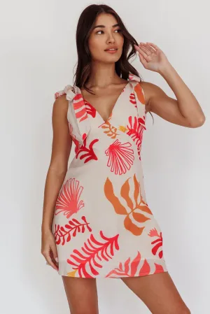 Tropical Print Mini Dress | Lightweight & Playful | Tie-Shoulder Detail