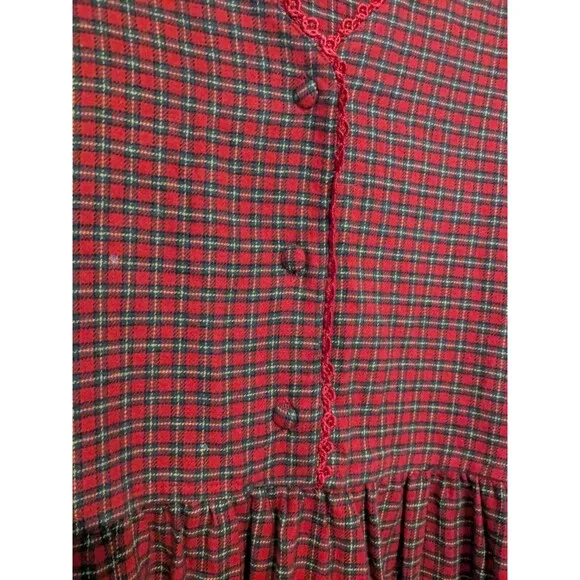 Victorias Secret Country Red Plaid Cotton Flannel Nightgown Prairie Cottage L
