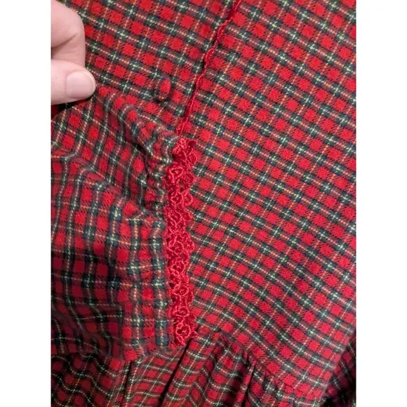 Victorias Secret Country Red Plaid Cotton Flannel Nightgown Prairie Cottage L