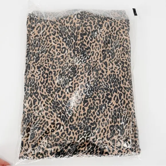 Victorias Secret PINK Cotton Waffle Knit Thermal Onesie Pajamas Leopard Lounge