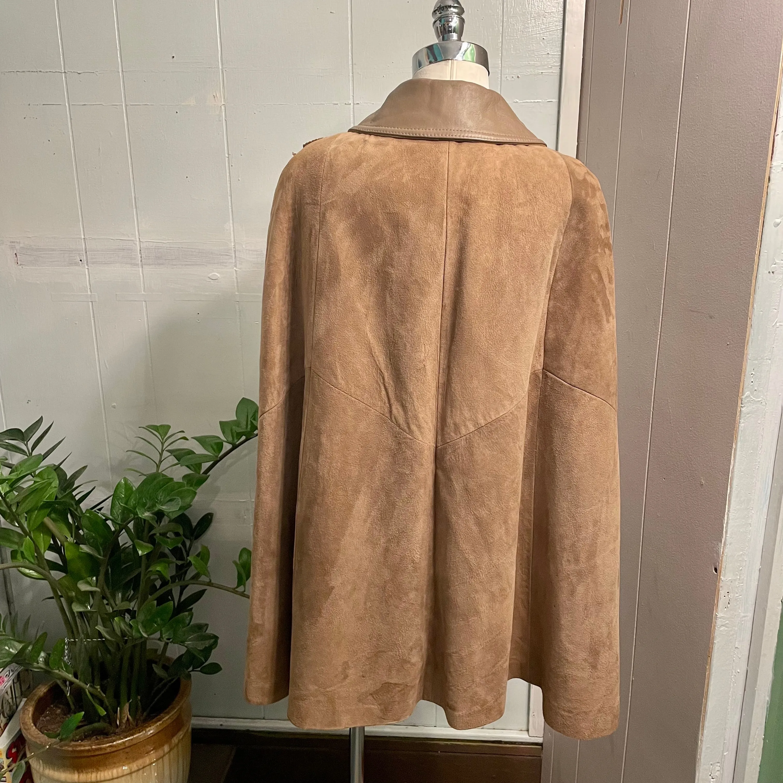Vintage 60s 70s leather PONCHO cape // Size Large (ht23123)