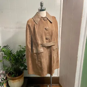 Vintage 60s 70s leather PONCHO cape // Size Large (ht23123)