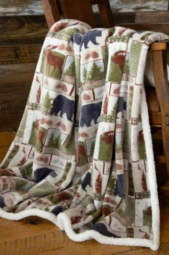 Vintage Lodge Plush Throw 54x68"