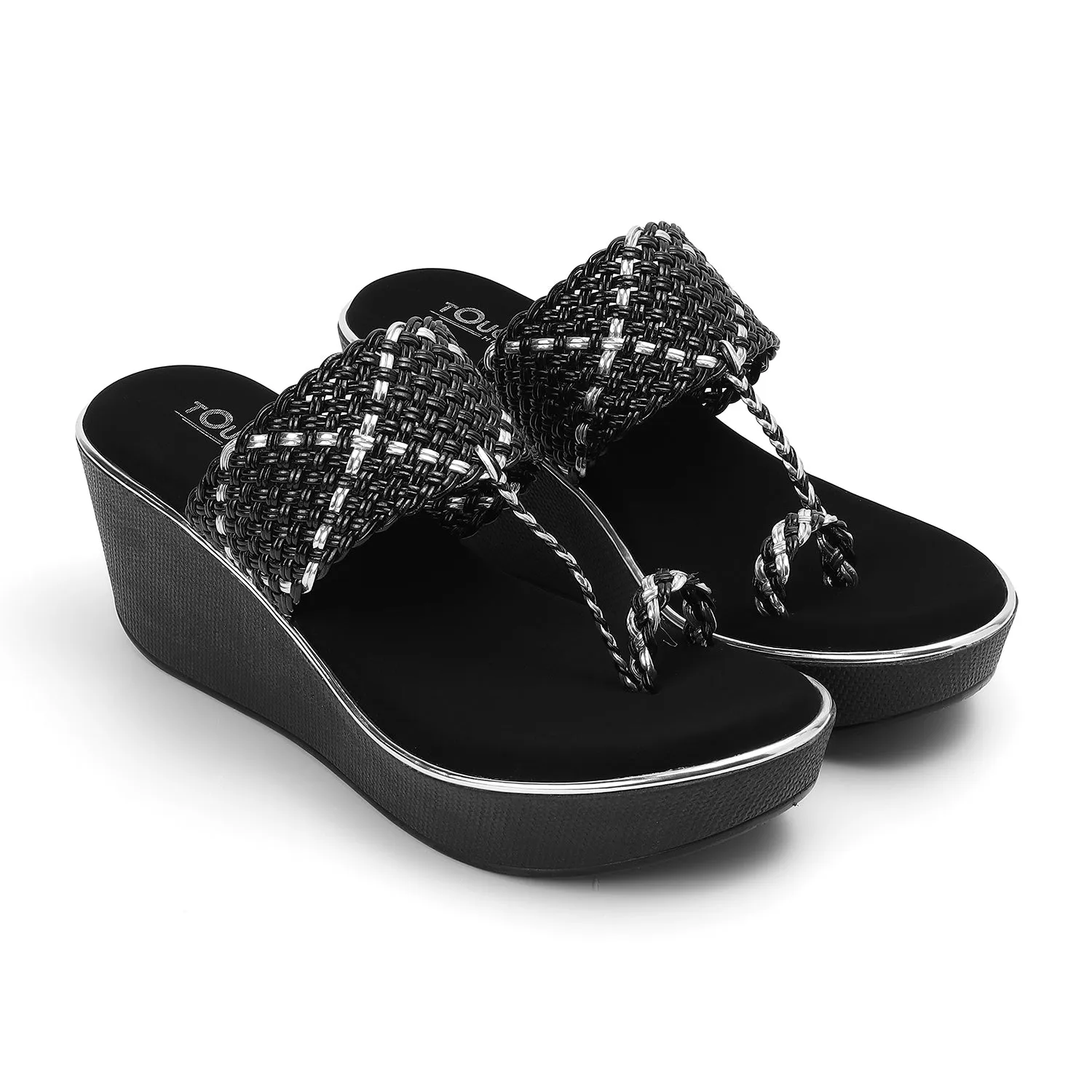 Wedge Stylish Open Toe Slip Ons for Casual and Festive Occasions