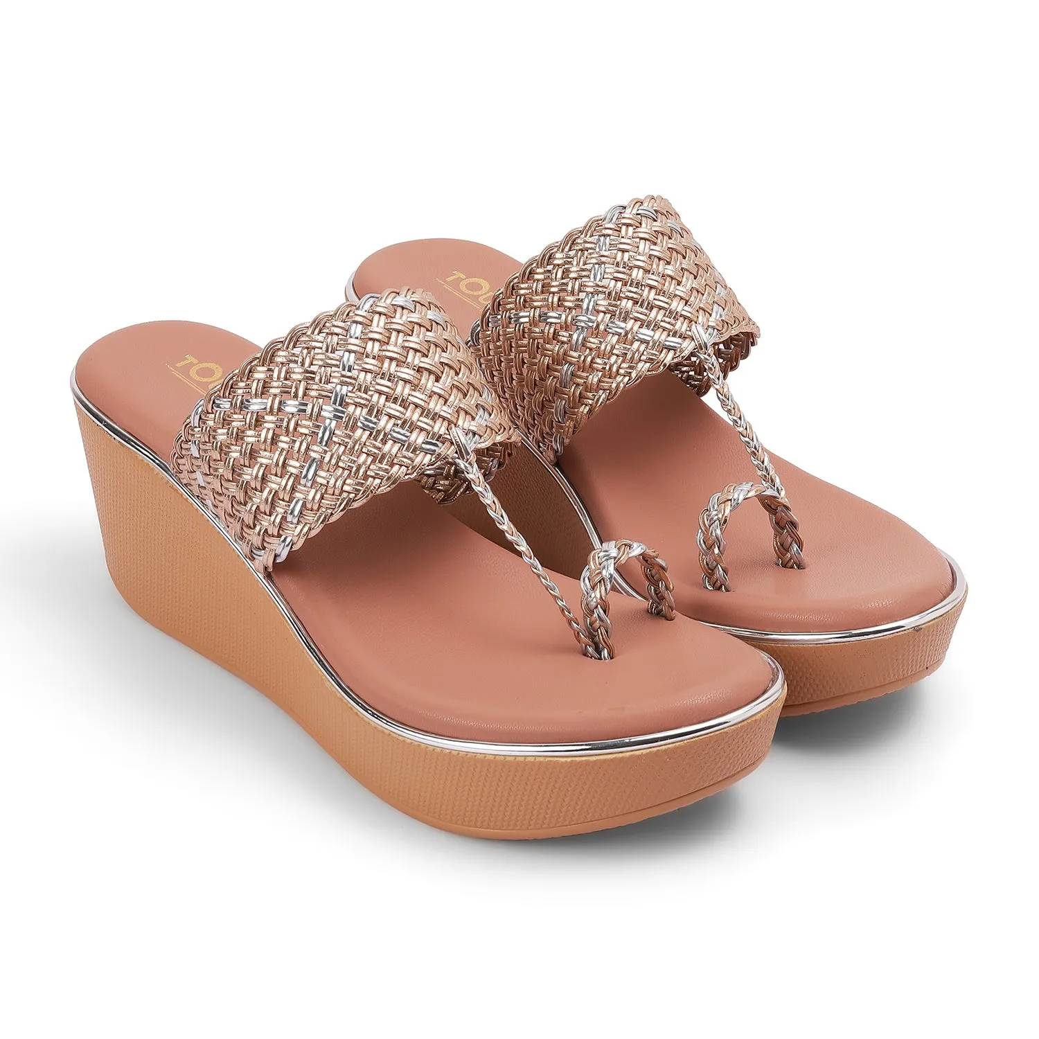 Wedge Stylish Open Toe Slip Ons for Casual and Festive Occasions