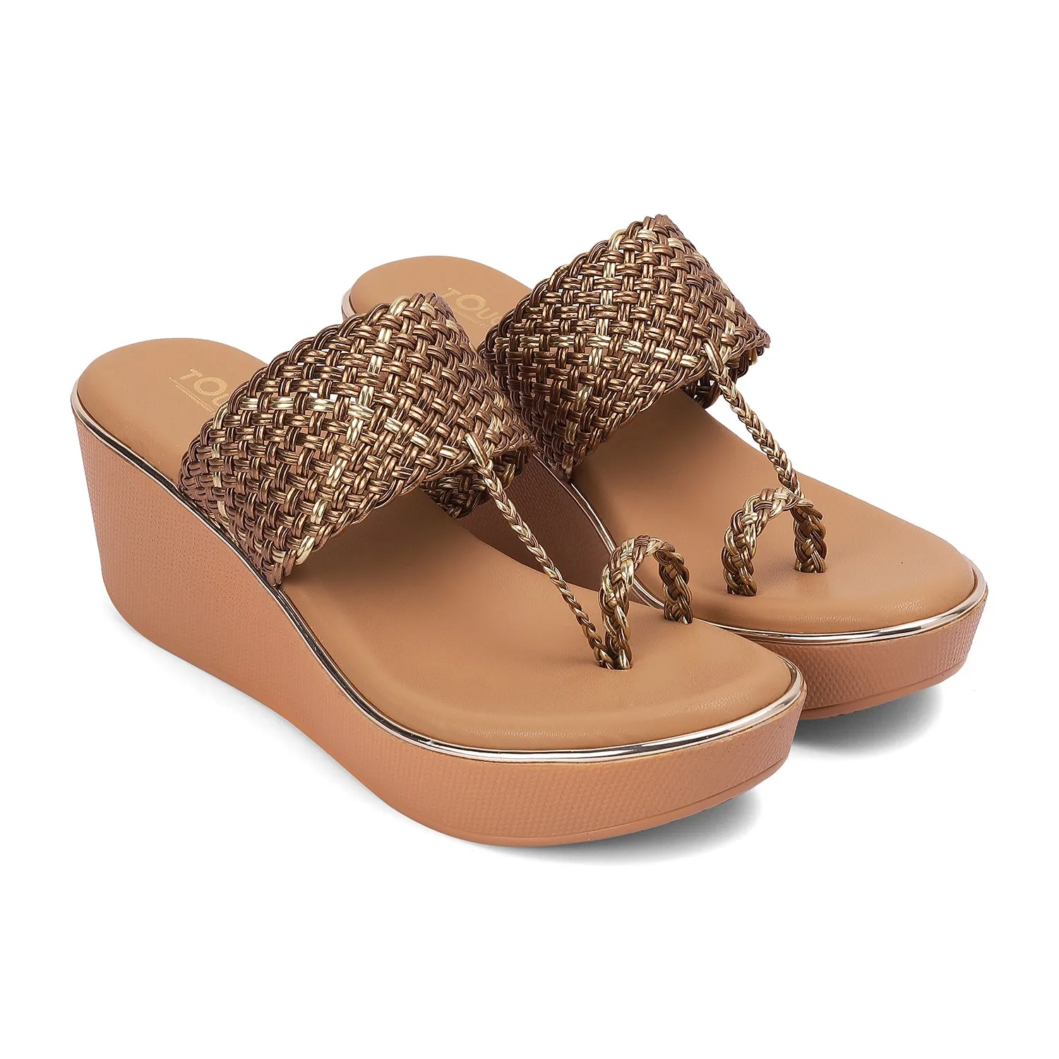 Wedge Stylish Open Toe Slip Ons for Casual and Festive Occasions