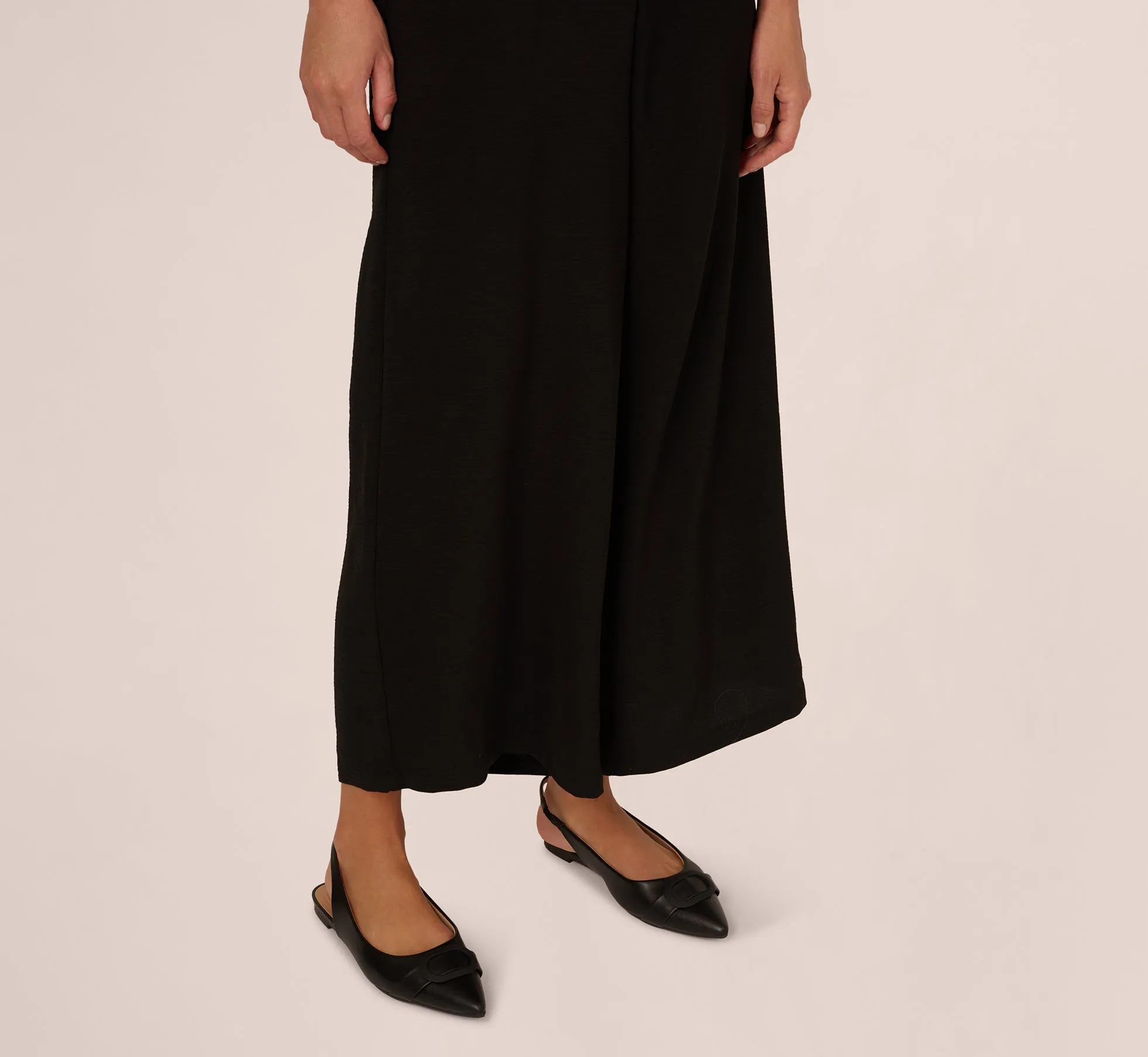 Wide Leg Airflow Pant And Sheer Soutache Vest Set In Black