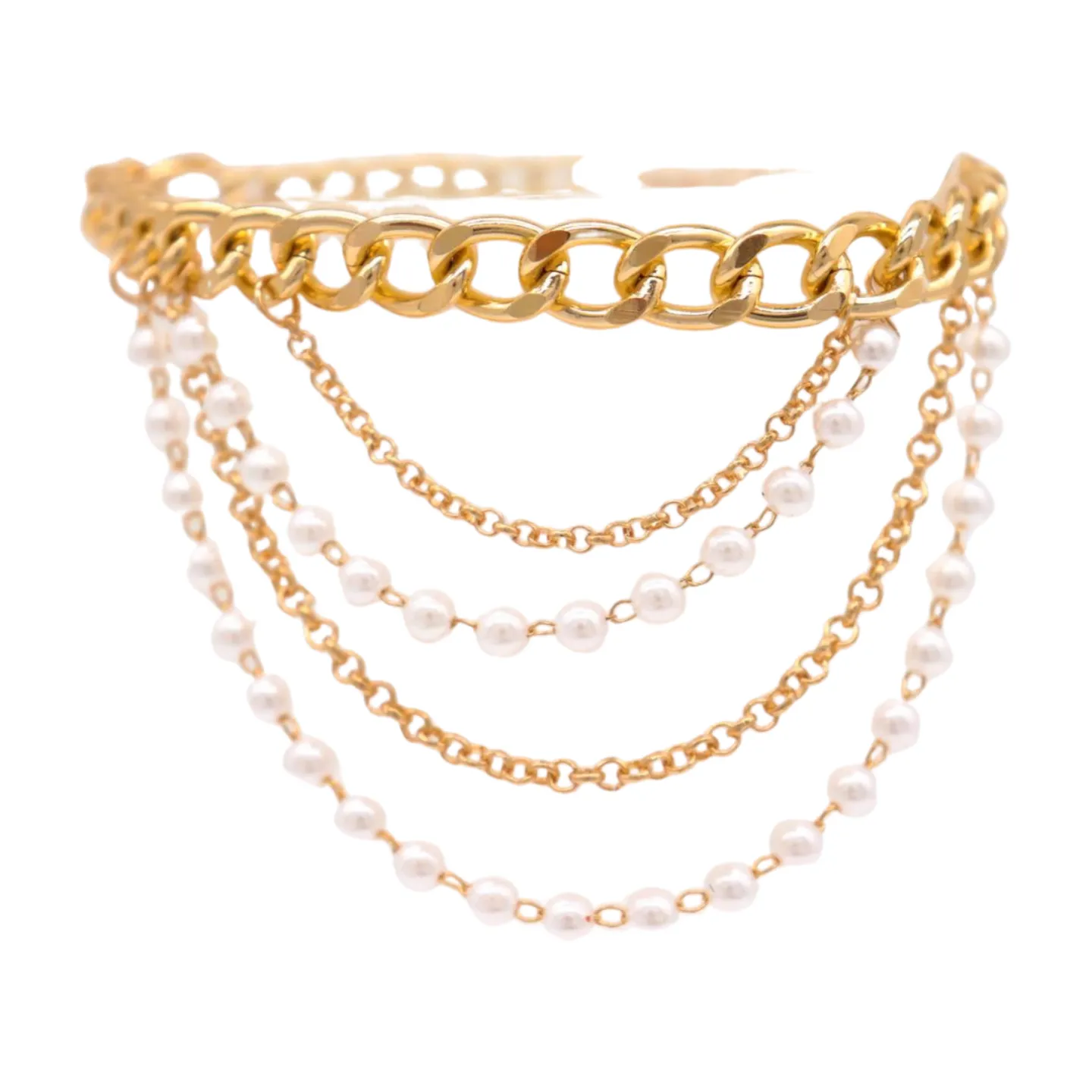 Women Gold Metal Western Boot Chain Bracelet Shoe Anklet Wave Pearl Beads Charm