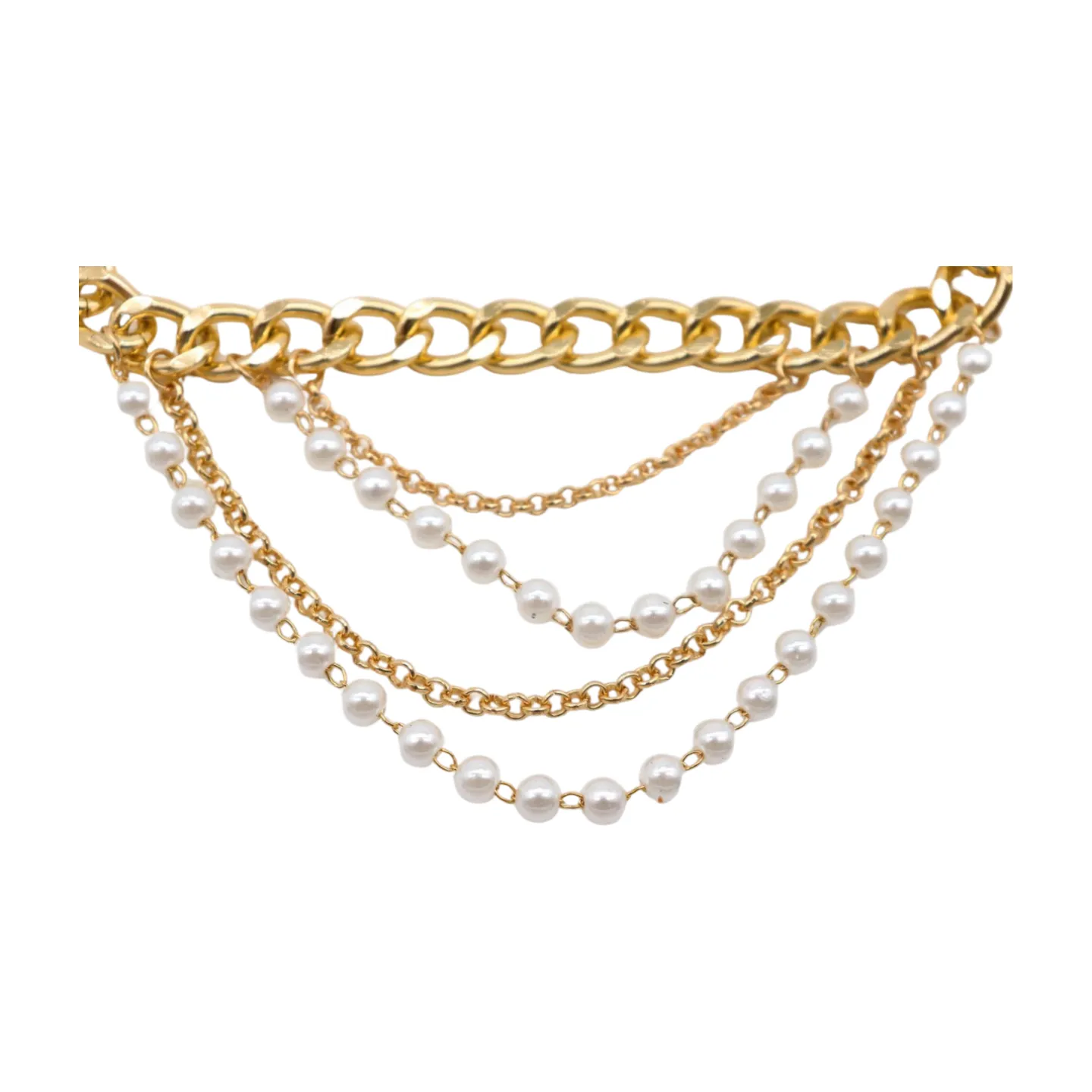Women Gold Metal Western Boot Chain Bracelet Shoe Anklet Wave Pearl Beads Charm