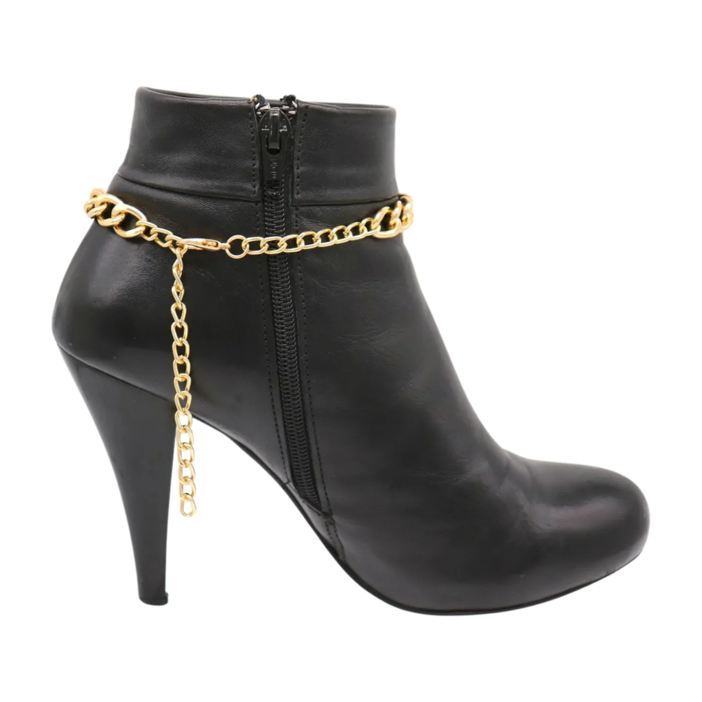 Women Gold Metal Western Boot Chain Bracelet Shoe Anklet Wave Pearl Beads Charm