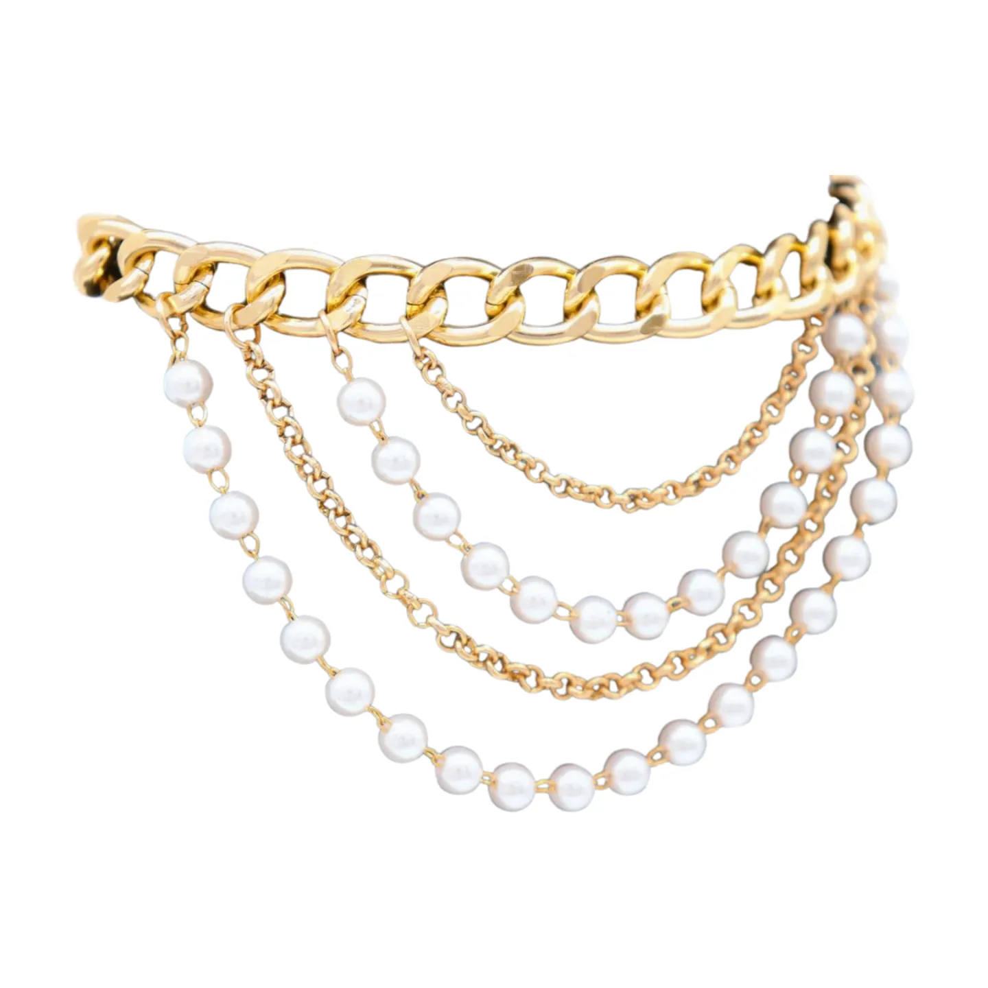 Women Gold Metal Western Boot Chain Bracelet Shoe Anklet Wave Pearl Beads Charm