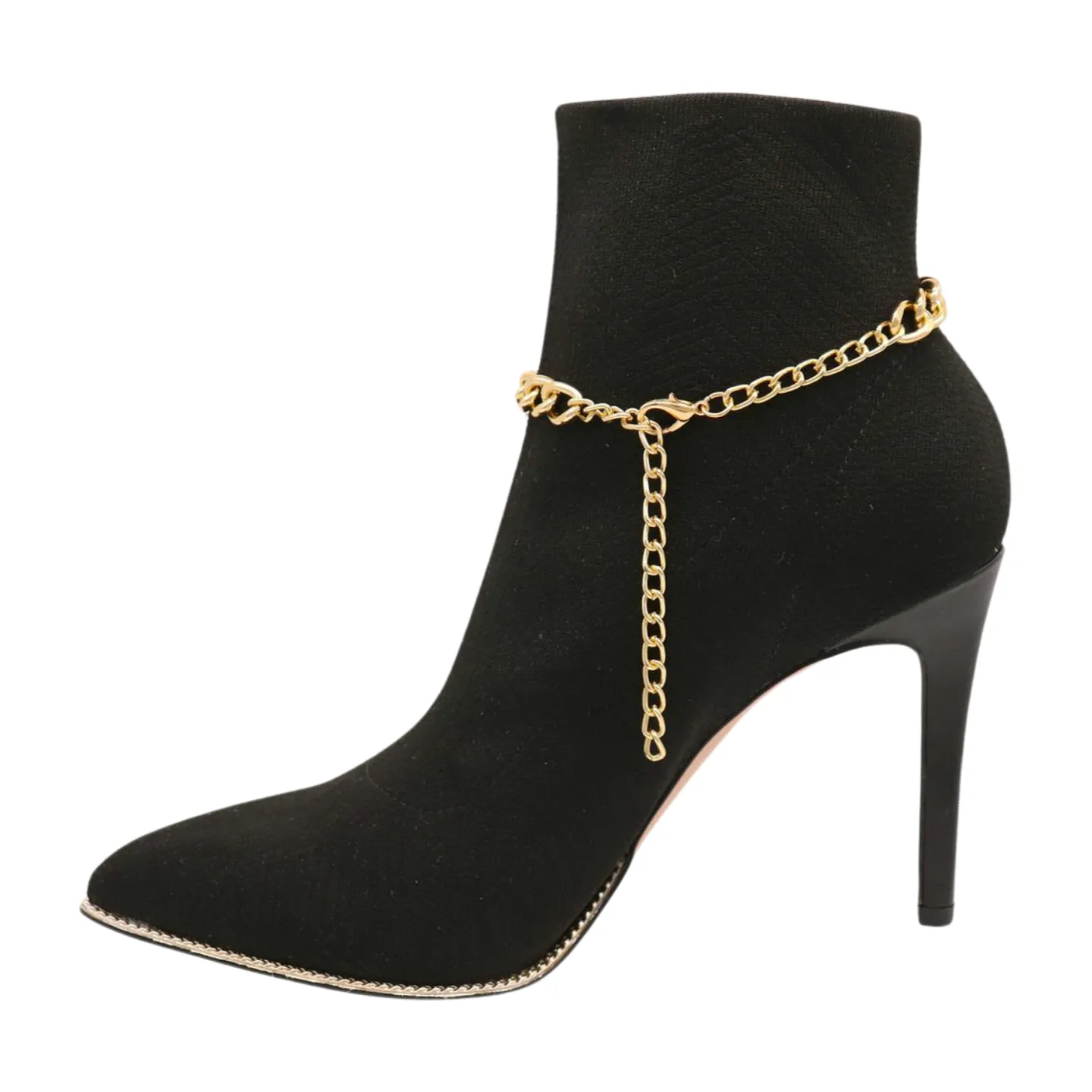 Women Gold Metal Western Boot Chain Bracelet Shoe Anklet Wave Pearl Beads Charm