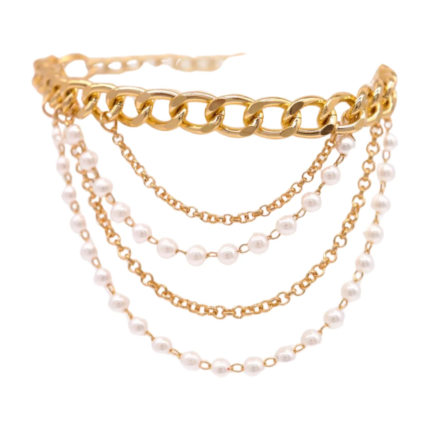 Women Gold Metal Western Boot Chain Bracelet Shoe Anklet Wave Pearl Beads Charm