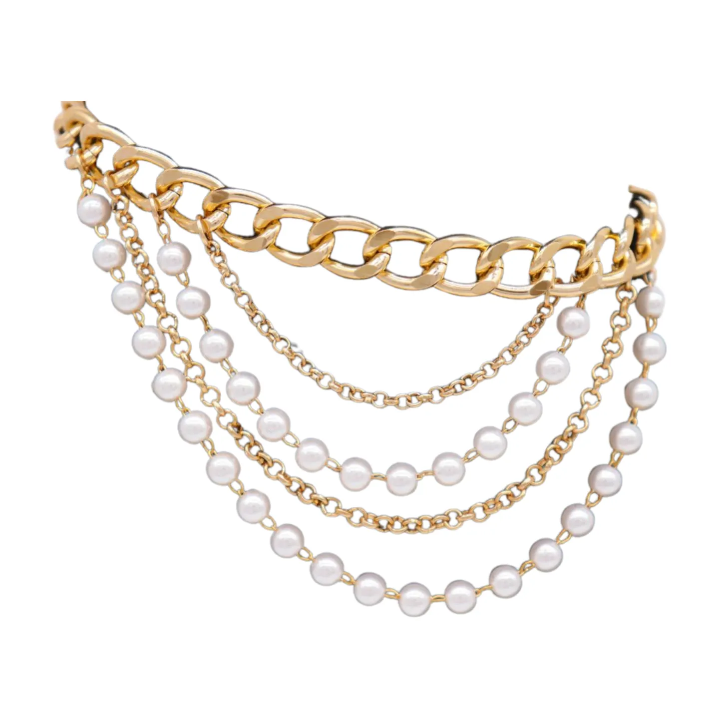 Women Gold Metal Western Boot Chain Bracelet Shoe Anklet Wave Pearl Beads Charm