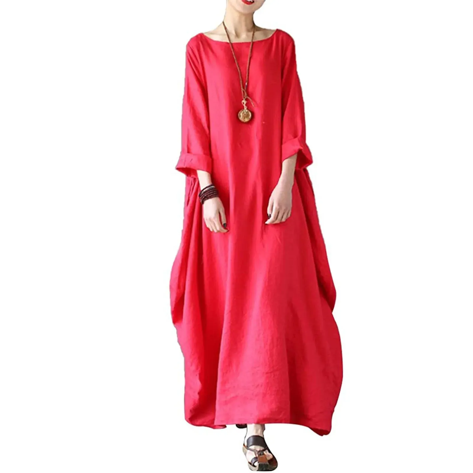Women Plus Size Boho Dress Ladies Summer Beach Long Dresses Maxi Oversized Ladies Dress