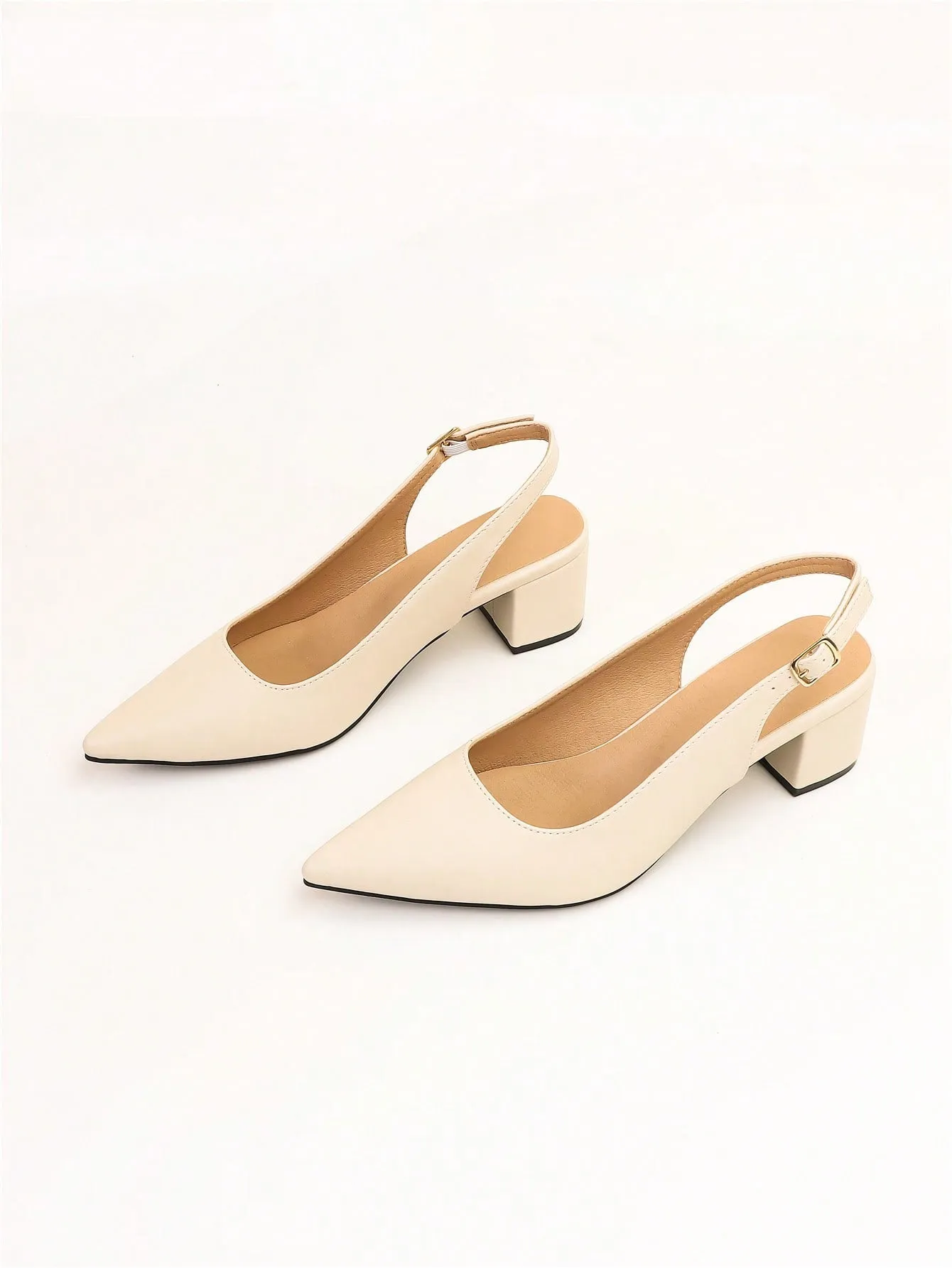 Women Random Leopard Print Point Toe Chunky Heeled Slingback Pumps, Elegant Faux Suede Pumps For Summer