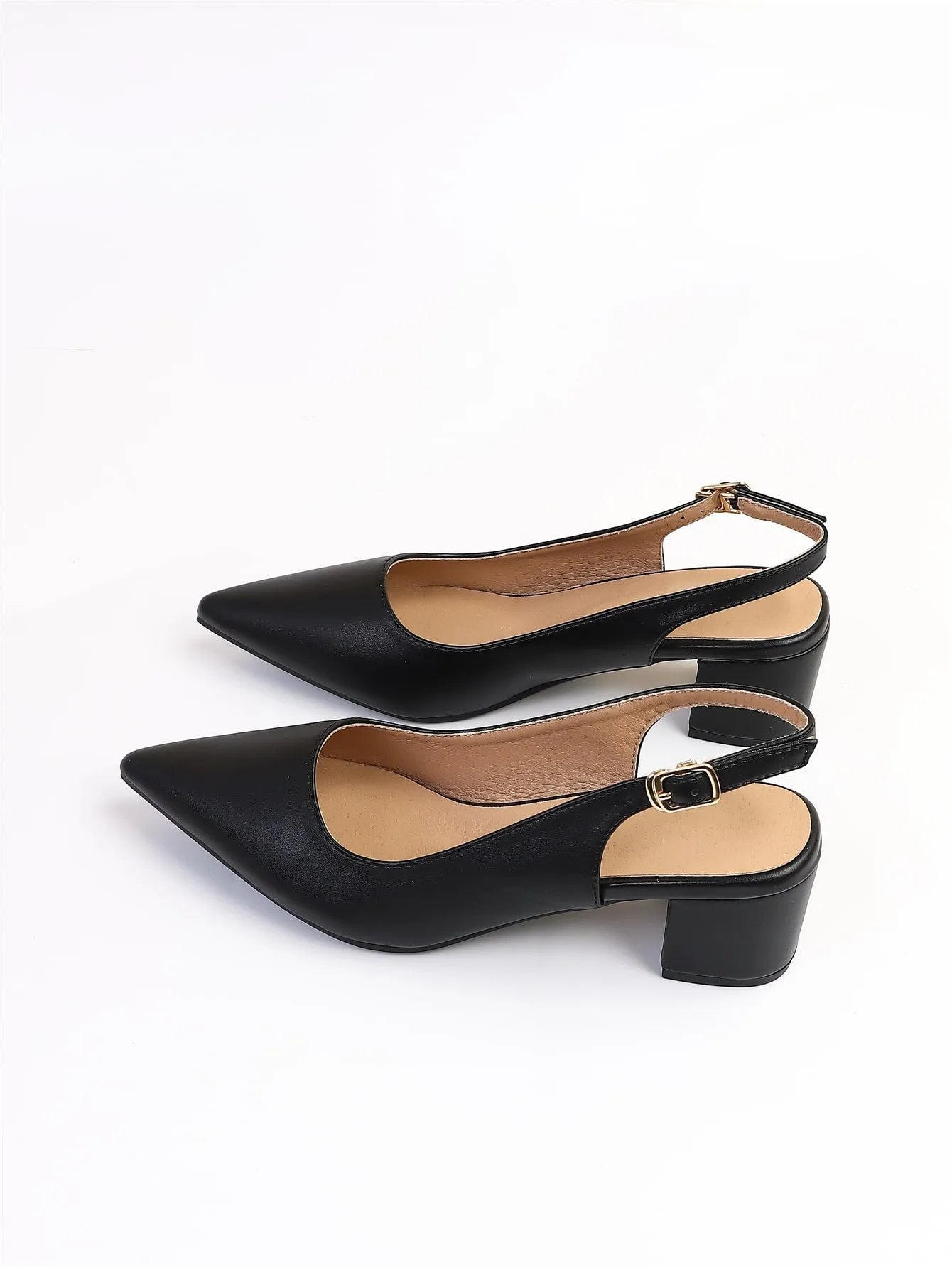 Women Random Leopard Print Point Toe Chunky Heeled Slingback Pumps, Elegant Faux Suede Pumps For Summer