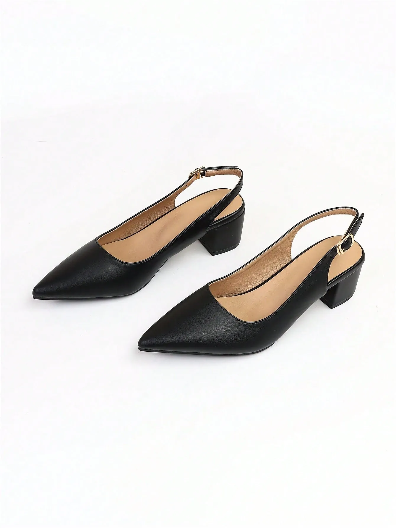 Women Random Leopard Print Point Toe Chunky Heeled Slingback Pumps, Elegant Faux Suede Pumps For Summer