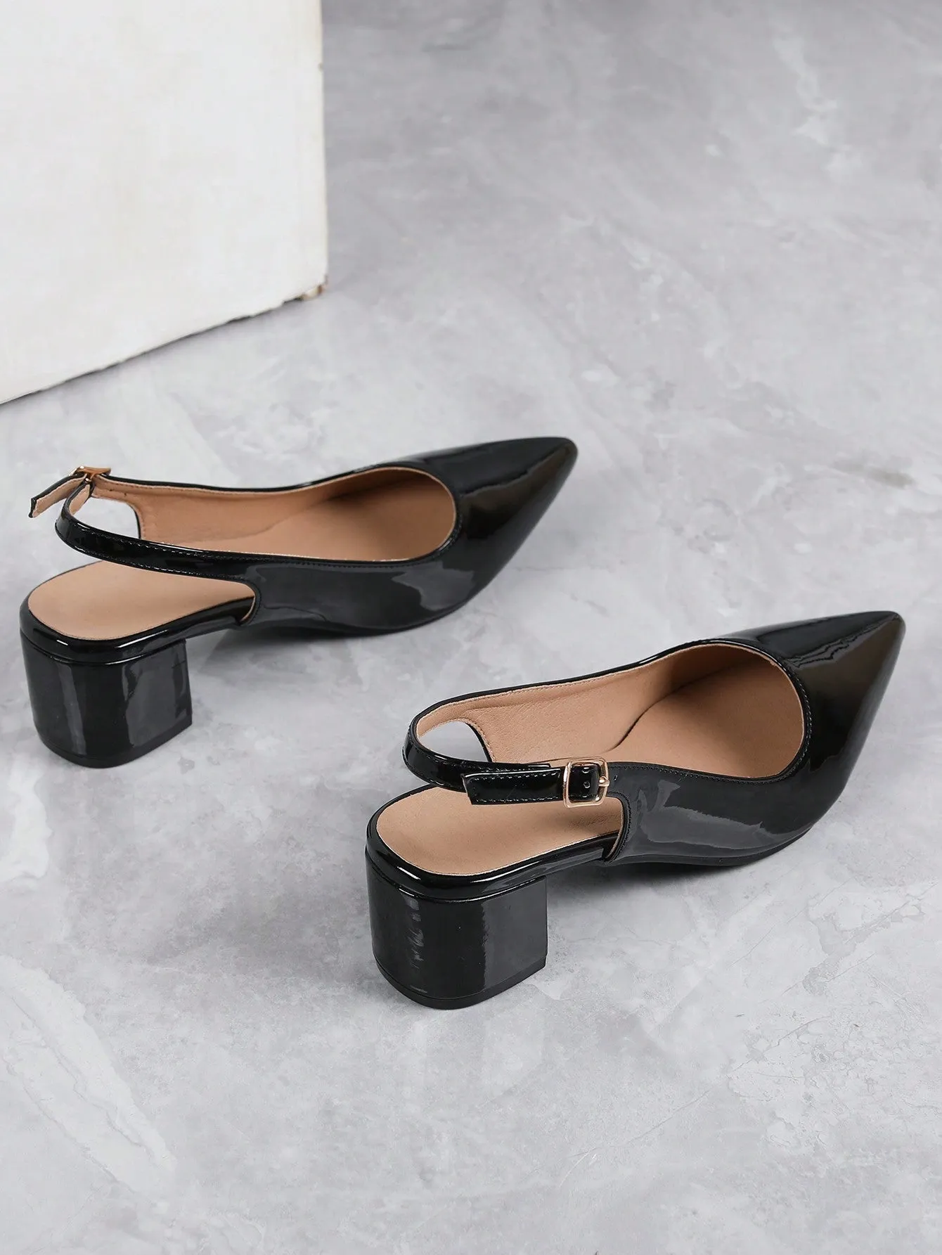 Women Random Leopard Print Point Toe Chunky Heeled Slingback Pumps, Elegant Faux Suede Pumps For Summer