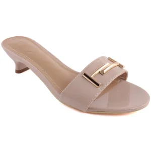 Women “REAGAN” Buckle Adorned Slip on Kitten Heel Sandals