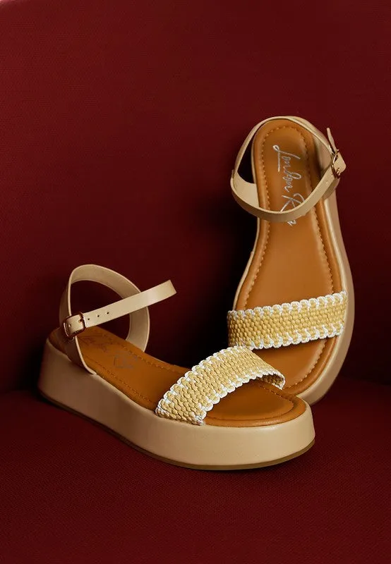 Women's Anglong Raffia Woven Flatform Sandals
