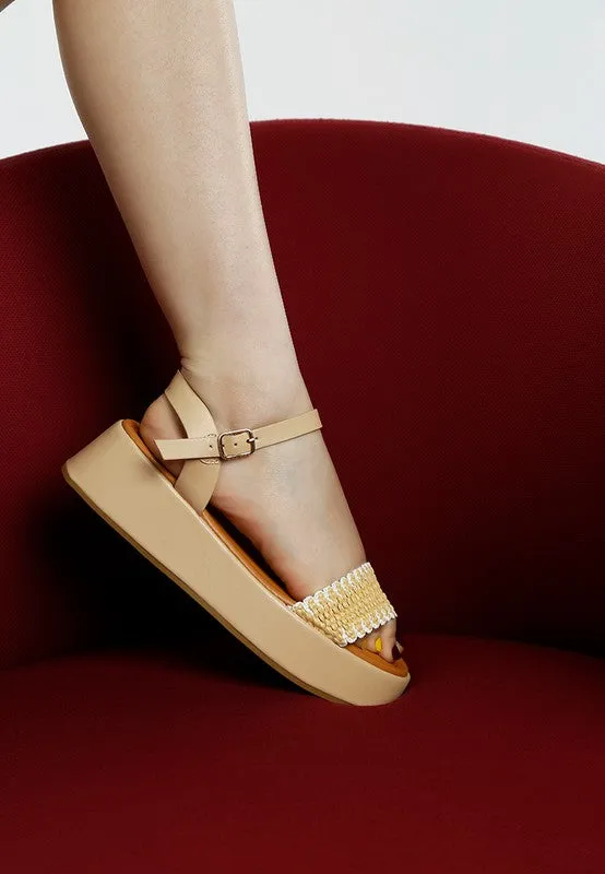 Women's Anglong Raffia Woven Flatform Sandals