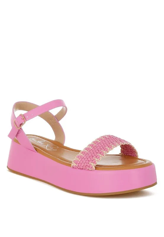 Women's Anglong Raffia Woven Flatform Sandals