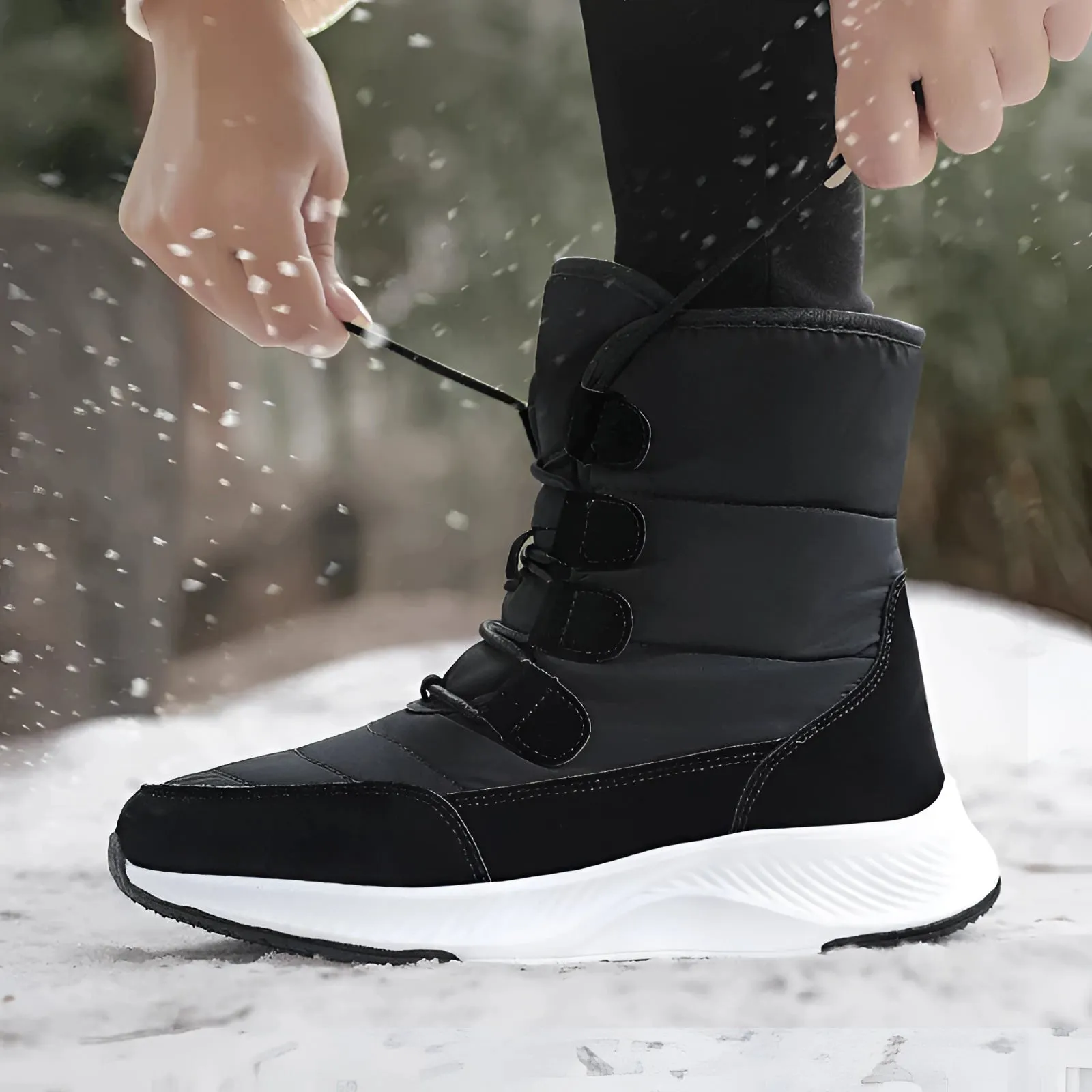 Women's Brown Waterproof Insulated Stylish High-Top Snow Boots